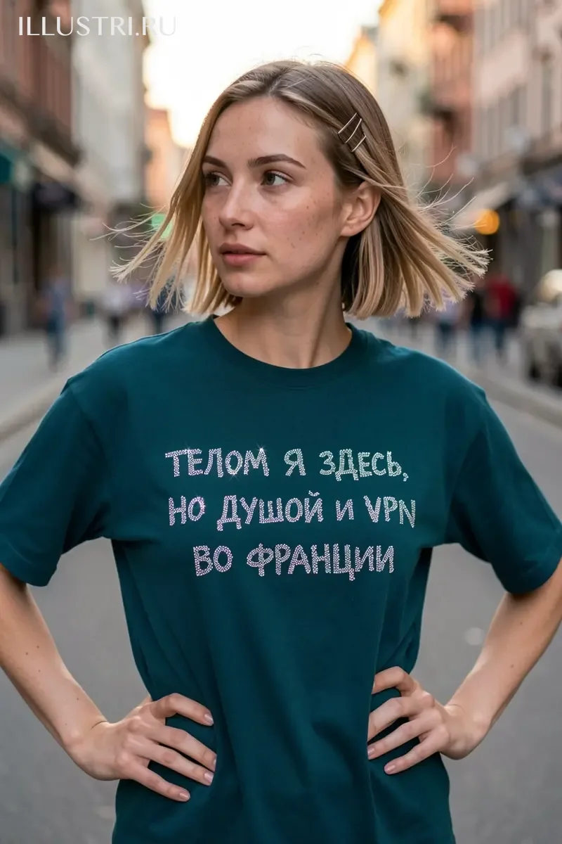 Визуализация Надпись - Телом я здесь, но душой и vpn во Франции